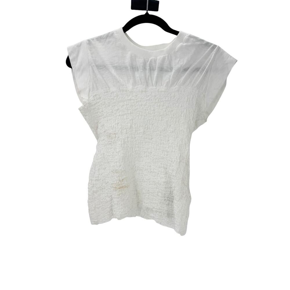 Maeve Smocked Pullover Muscle Top Round Neck Cap Sleeves White Size XS NWOT - Picture 14 of 14